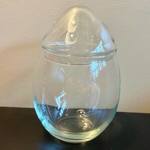 Vintage Libbey egg shaped clear glass container with lid